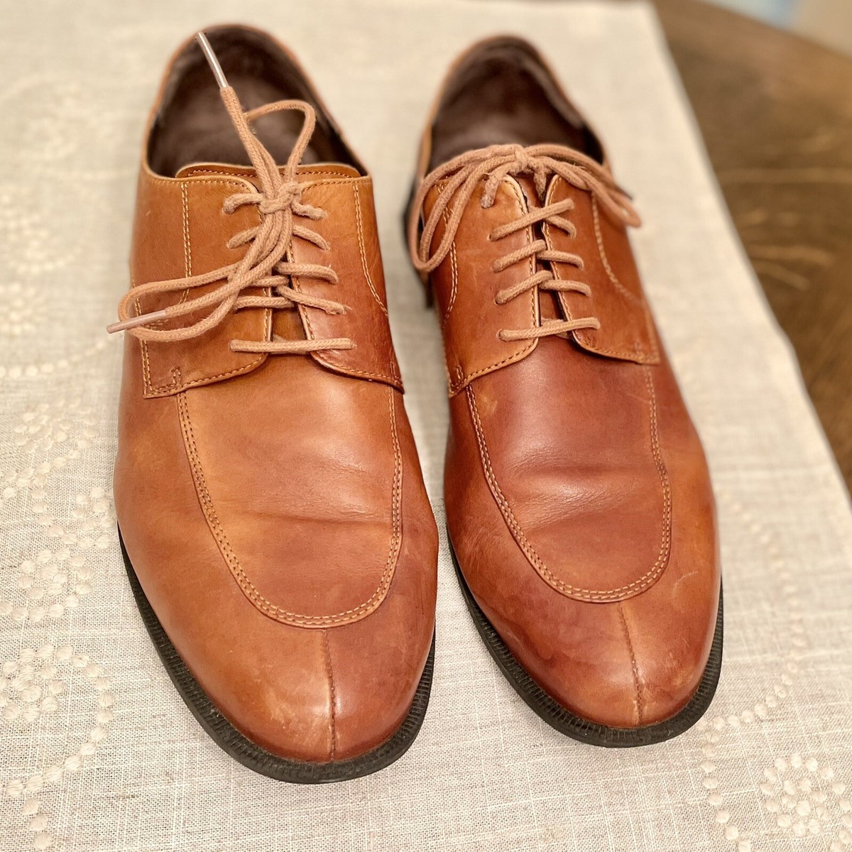 COLE HAAN Chestnut Brown Leather Lace Up Split Toe Cap 12 Cushioned Dress Shoe Cole Haan Men main image 4