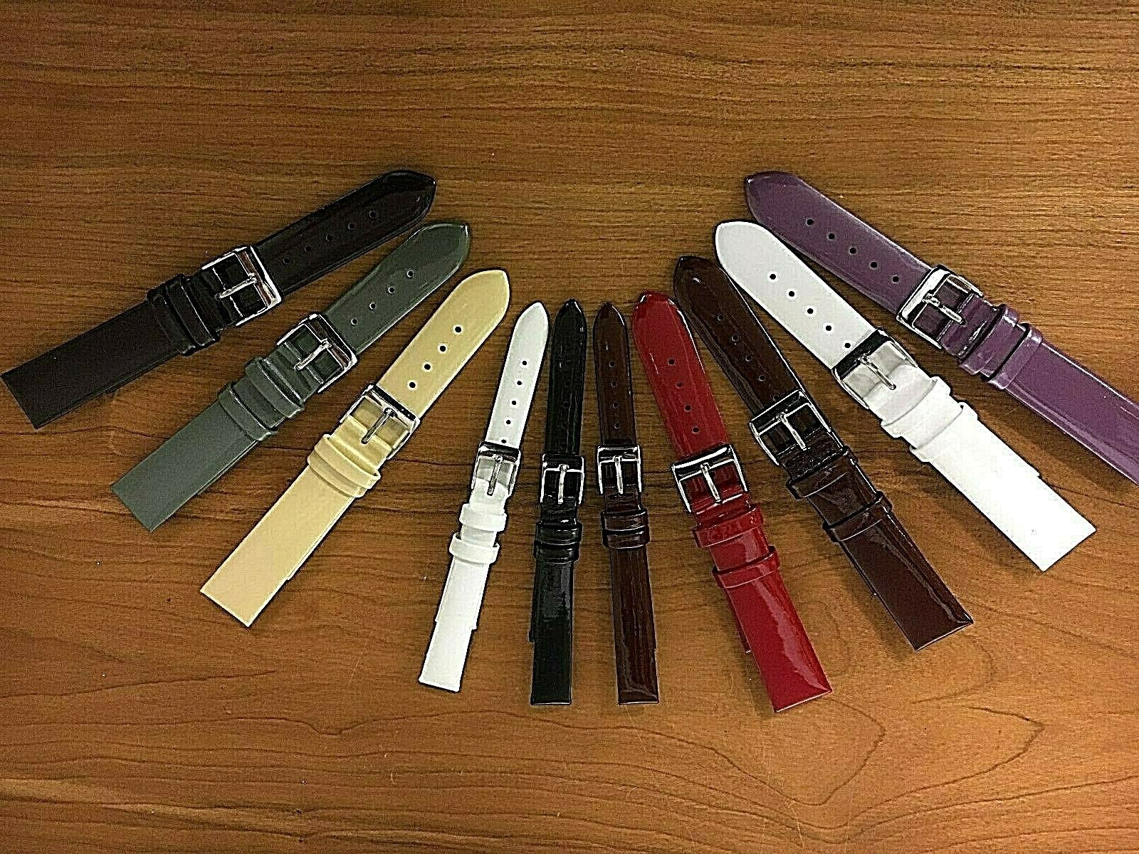  Unisex Elite quality PATENT leather watch straps 18,20,22,12,14mm French Made
