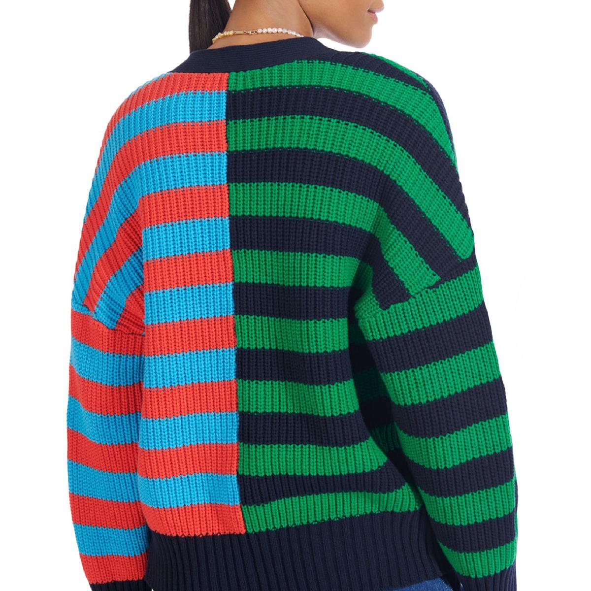 STAUD Womens Essex Ribbed Knit Striped 