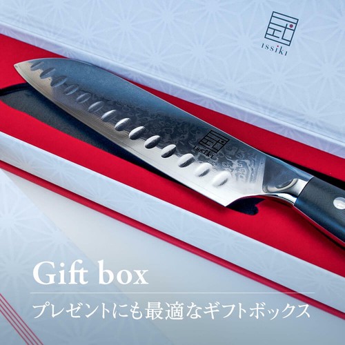ISSIKI Damascus Santoku Knife 67 layers VG10 Stainless 170mm double-edged knife - Picture 7 of 11