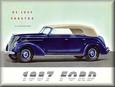 1937 Ford Deluxe Phaeton V8 Blue, Toolbox - Refrigerator Magnet