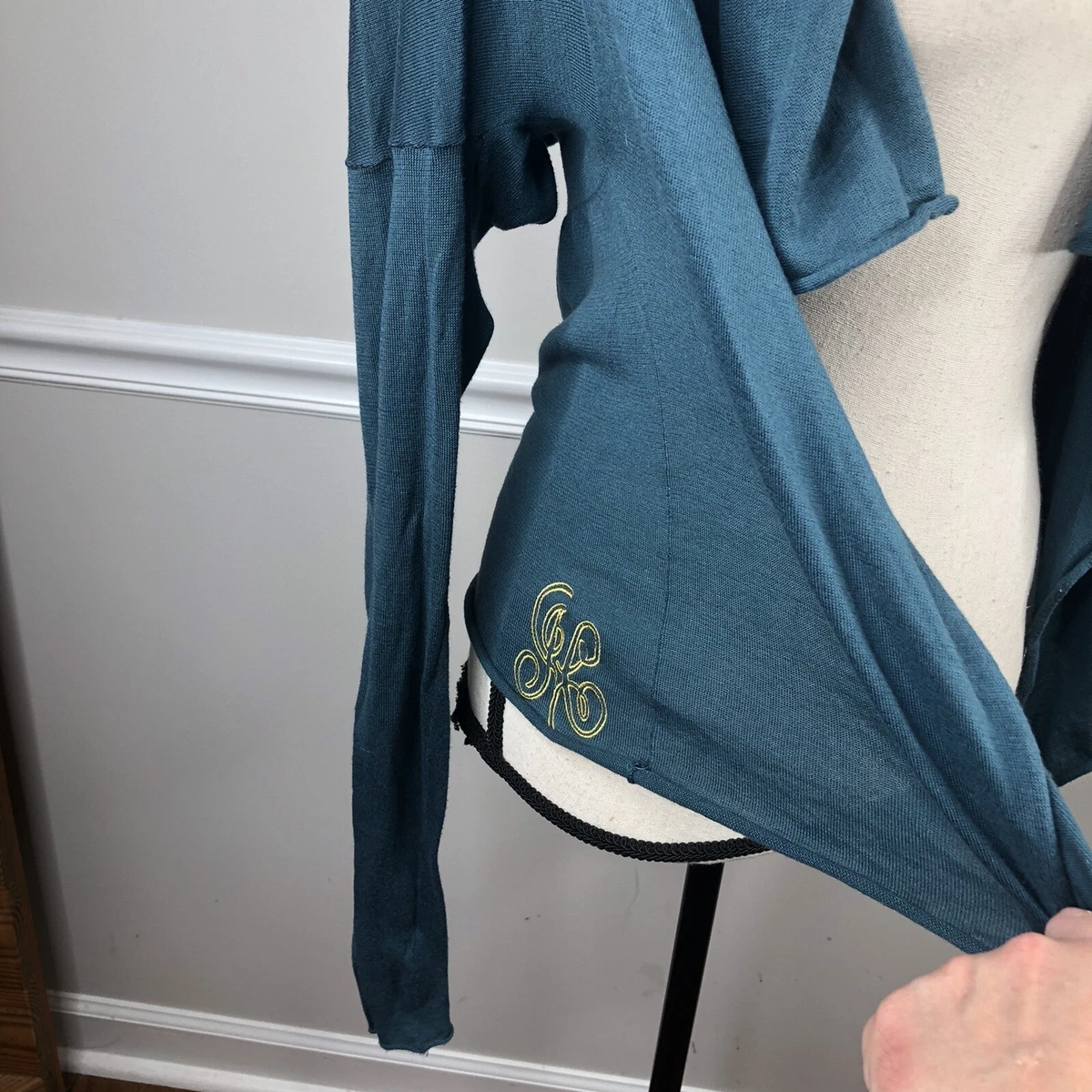 Teal top waterfall cardigan