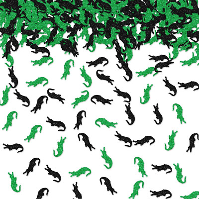 100Pcs Crocodile Confetti, Black&Green Glitter Crocodile Table Confetti for Baby
