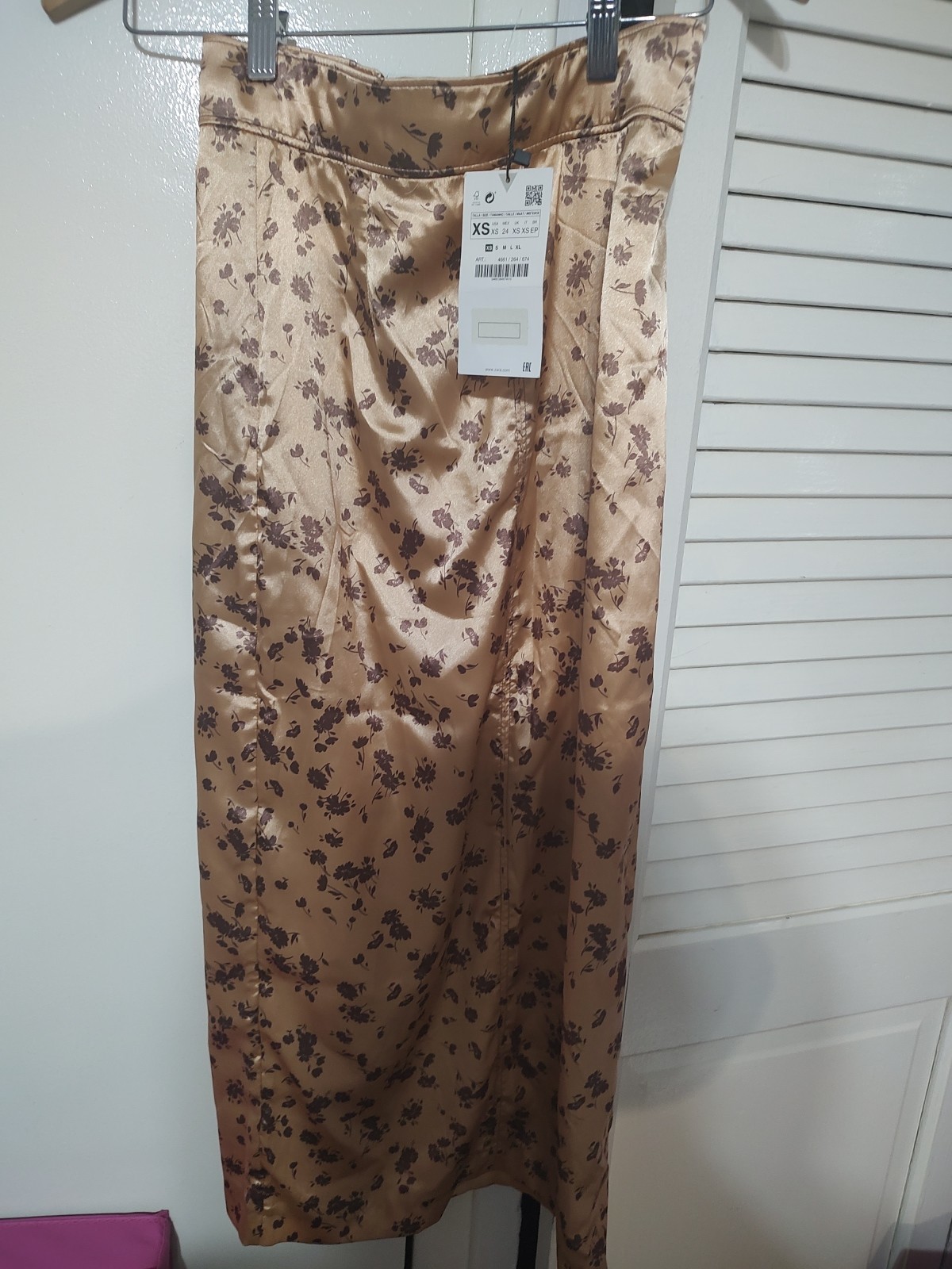 zara floral skirt size xs women Long Rust Color