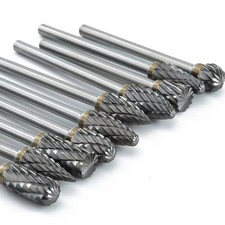 Carbide Burr Set 10PC 1/8" Shank Tungsten Double Cut Carbide Rotary Burr Set ...