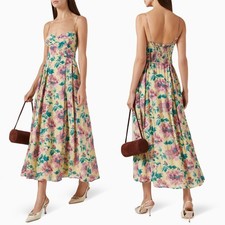 NWT Reformation Jaelyn Midi Dress Mira | Yellow Purple Floral 2