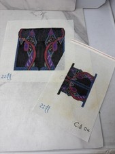 Pair Of Complementary Hand Painted Needlepoint Canvases Abstract Deco Feel