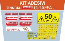KIT ADESIVI DECALCOMANIA TRINCIA MASCHIO GIRAFFA L CON AVVERTENZE E SIMBOLI