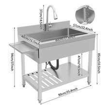 Single Bowl Kitchen Sink, Stainless Steel Sink,Kitchen Sink with Pull-Out Faucet