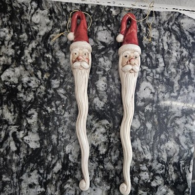 Vintage Ceramic Santa Christmas ornament, Santacicle set of 2