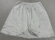 Adonna Mini Half Slip Vintage Lingerie 17 " White Antron With Lace Size Medium
