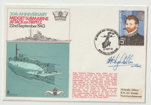 22/9/1973 UK GB Cover - 30th Ann Midget Submarine Attack on Tirpitz - HANDSIGNED