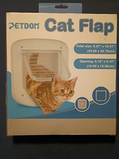 Cat Flap for Door Petdom 4 Way Lock Transparent for Doors or Screens Up To 1/2"