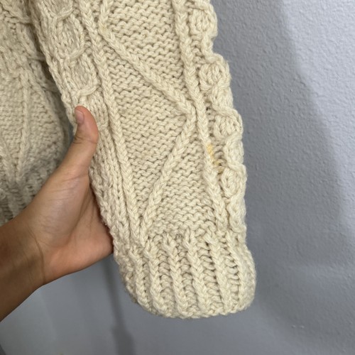 Loch Garman Sweater Women M Chunky Cable Cardigan Irish Fisherman Cottagecore - Picture 2 of 9