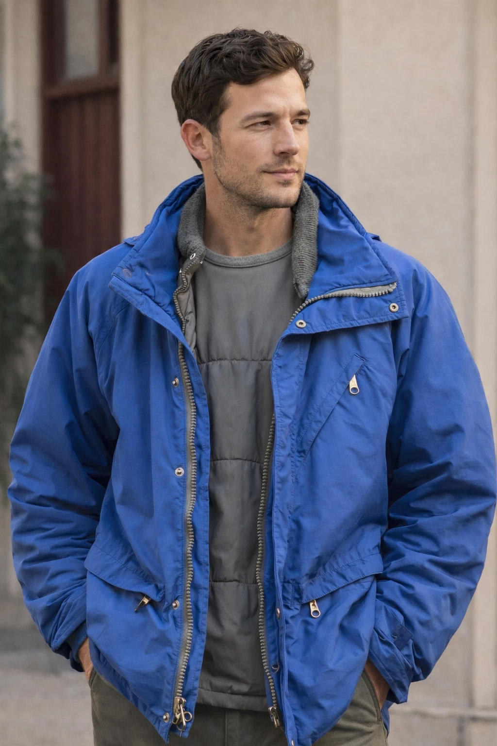 Vintage North Face Jacket GoreTex Mens Medium Blue USA Made Full Zip Coat