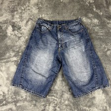 Y2K Karl Kani Blue Denim Skater Hip Hop Baggy Loose Jean Shorts Jorts 32