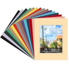 15 Pack 8x10 Picture Mats, Mixed Colors Frame Mattes for 5x7 Pictures Photo F...