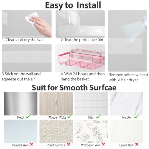 5 Pack Shower Caddy Organizer Rack Shelf for Inside Shower, Adhesive Bathroom 