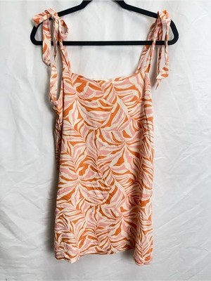 Roxy Pink & Orange Leaf Print Sleeveless Top