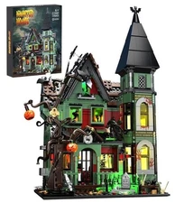 Haunted House Building Block Set, Halloween House 3D Puzzle Lights Lit Up READ