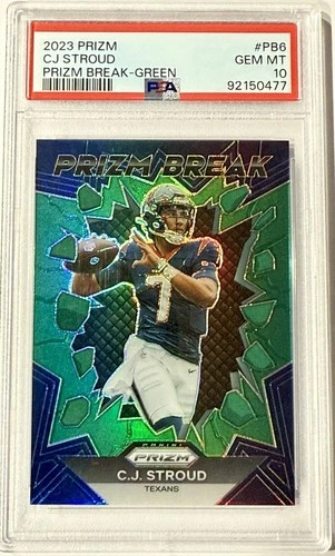 2023 Panini Prizm CJ Stroud Prizm Break Green Rookie #PB6 PSA 10 Gem Mint
