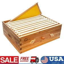 10 Frame Langstroth Medium Super Bee Hive Box w/ Beehive Frames &Wax Foundations