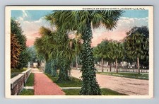 Jacksonville FL-Florida, Sidewalk on Second Street, Tree Lined, Vintage Postcard
