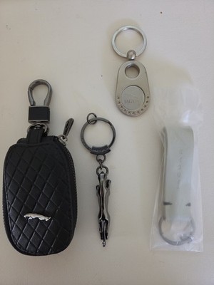 Set of 4 OEM Metal Keychains for Jaguar Car Key Ring Fob Auto Leaper