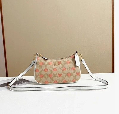 Coach Teri 2-Wege-Schultertasche Signatur Canvas Herzdruck CP190 IMOTV neu authe
