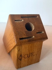 Cutco 5 Slot Knife Block Wood Oak - Made in the USA - Block Only 7x6x4"