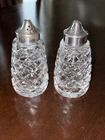 Set of 2 Vintage Waterford Crystal Salt Pepper Shakers EPNS Lids 3.75"
