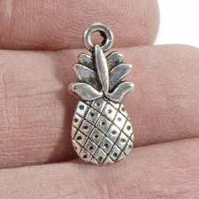 Silver Pineapple Charms, 10-Pack Tropical Beach Charms, Summer Jewelry Charms