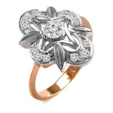 14K Solid Rose & White Gold Genuine Diamond Ring 7 to 9