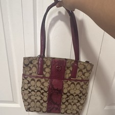 Coach Signature Logo Tote Zip Top Shoulder Ba...