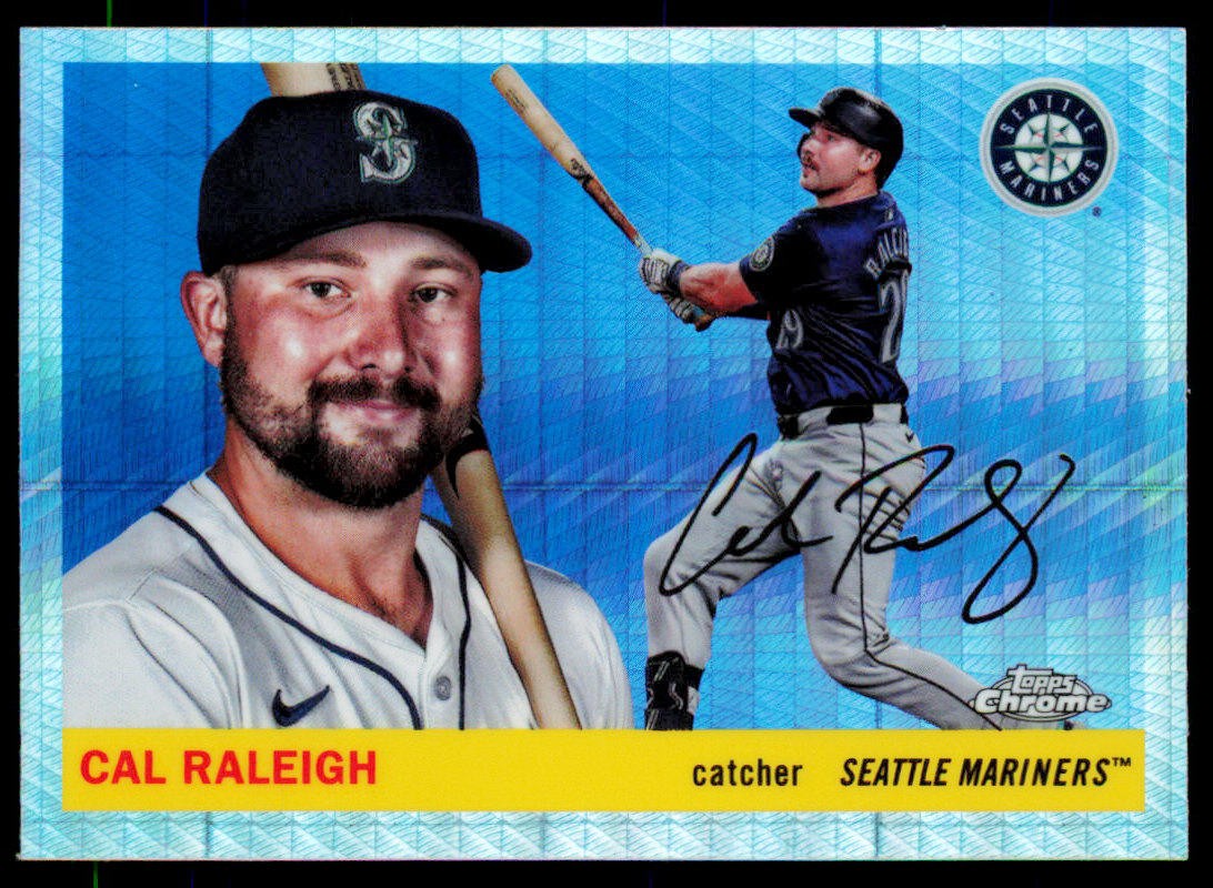 2025 Topps Chrome Platinum #160 Cal Raleigh Blue Prism Refractors