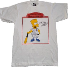 80’s, 90’s Vintage Simpson Cubs Single Stitch Medium White T. Screen Stars Best