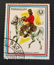 TIMBRE PARAGUAY CAVALIER DRAGON ACAVERA EN CAMPANA 1865