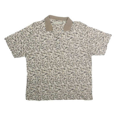 MUNSINGWEAR Herren Beige Und Schwarz Blattmuster Kurzarm Polohemd XL Baumwolle
