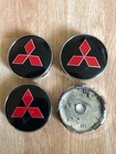 4x Mitsubishi Wheel Hub Centre Cap New Centre Caps Badge 60mm Black Red