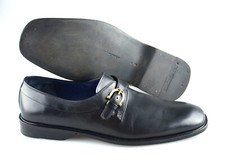 Men's SALVATORE FERRAGAMO 'Rigo' Black Leather Plain Toe Loafers Size US 9 - D