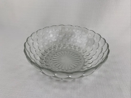 Anchor Hocking Bubble Glass Serving Bowl Clear Glass 8" Vegetable Serving Bowl