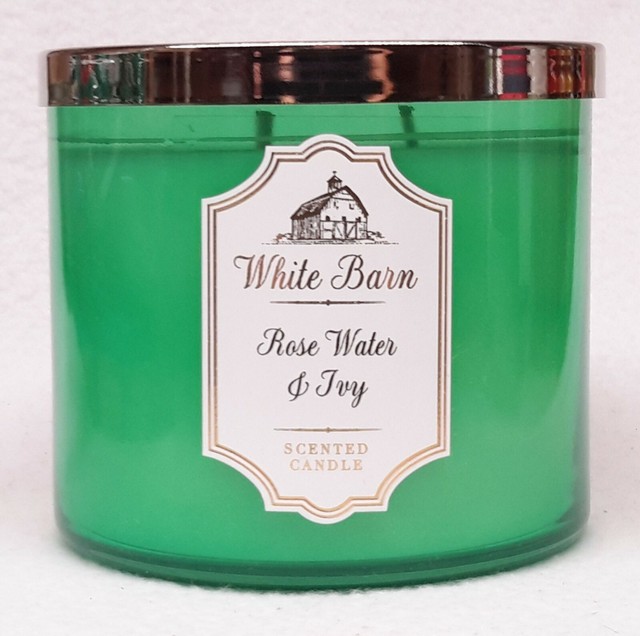1 Bath & Body Works White Barn ROSE WATER & IVY 3Wick Scented Candle
