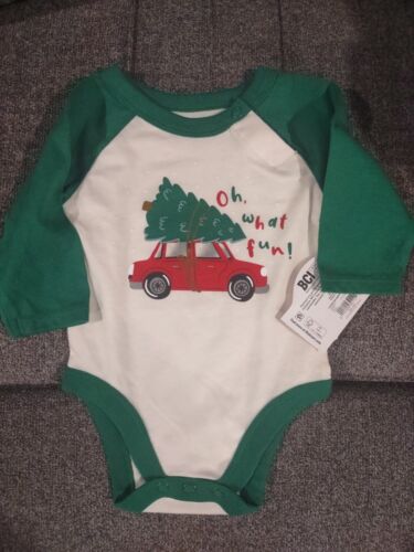 Holiday Time Baby and Toddler Long Sleeve Raglan Christmas Bodysuit, Size 0-3M