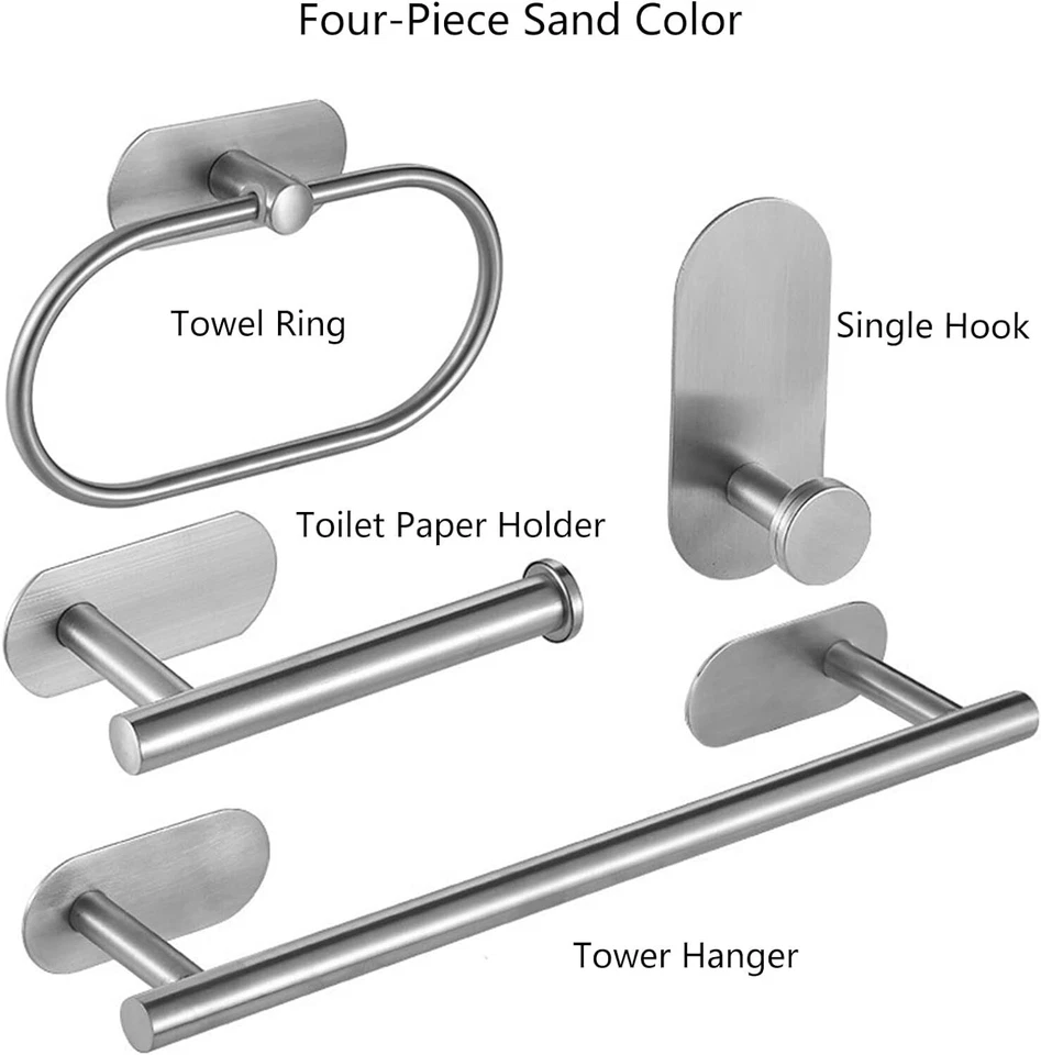 4er Set Handtuchhalter Set Toilettenpapierhalter Handtuchring Haken Ohne Bohren - Bild 2 von 4