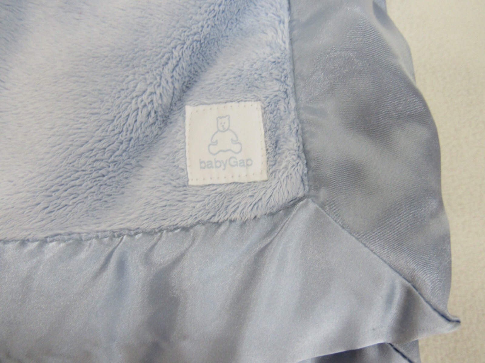 Baby Gap Blanket Satin Trim Bear Patch Blue Thick eBay
