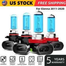 For Toyota Sienna 2011-2020 Halogen Headlight 9005 H11 High+Low Beam Bulbs