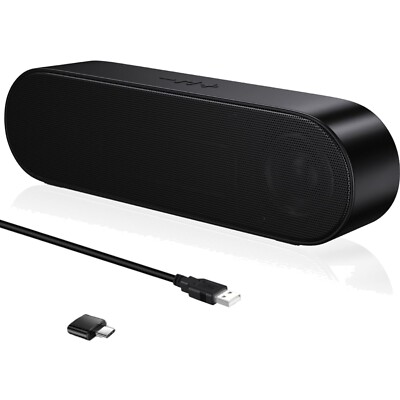 PC Lautsprecher Soundbar USB C Schwarz Stereo 8W