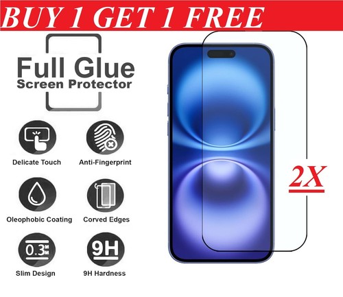 Full Cover Screen Protector For iPhone 11 12 13 14 15 16 Pro MAX Tempered Glass - Picture 2 of 3
