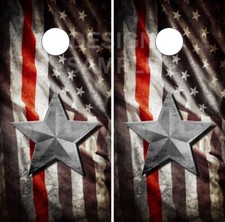 Thin Red Line Star Flag LAMINATED Cornhole Wrap Bag Toss Skin Decal