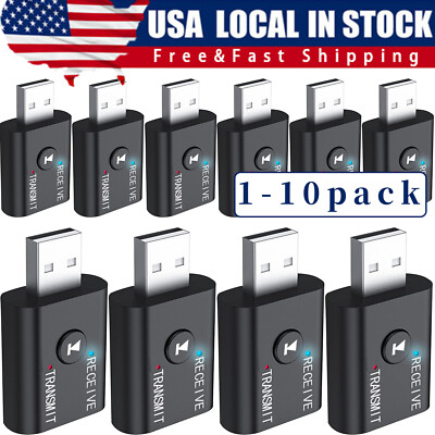 2in1 3.5mm Bluetooth 5.0 Transmitter Receiver Car Wireless Audio Adapter USB Aux